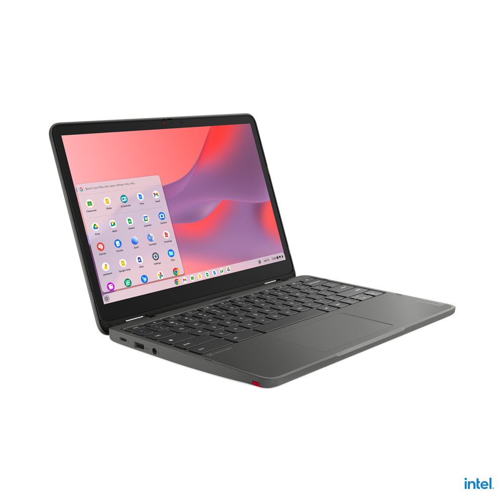 Lenovo 500e Yoga Chromebook Intel N N100 31 cm (12.2") Touchscreen WUXGA 4 GB LPDDR5-SDRAM 32 GB eMMC Wi-Fi 6E (802.11ax) ChromeOS Grijs