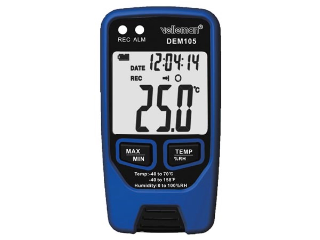 DATALOGGER VOOR TEMPERATUUR EN VOCHTIGHEIDSGRAAD MET USB-UITGANG afbeelding