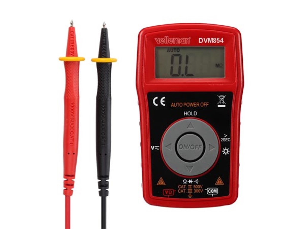 Velleman DIGITALE MULTIMETER AUTOMATISCHE BEREIKINSTELLING CAT III 300 V CAT II 500 V 2000 COUNTS MET DATA HOLD-FUNCTIE EN ACHTERGRONDVERLICHTING