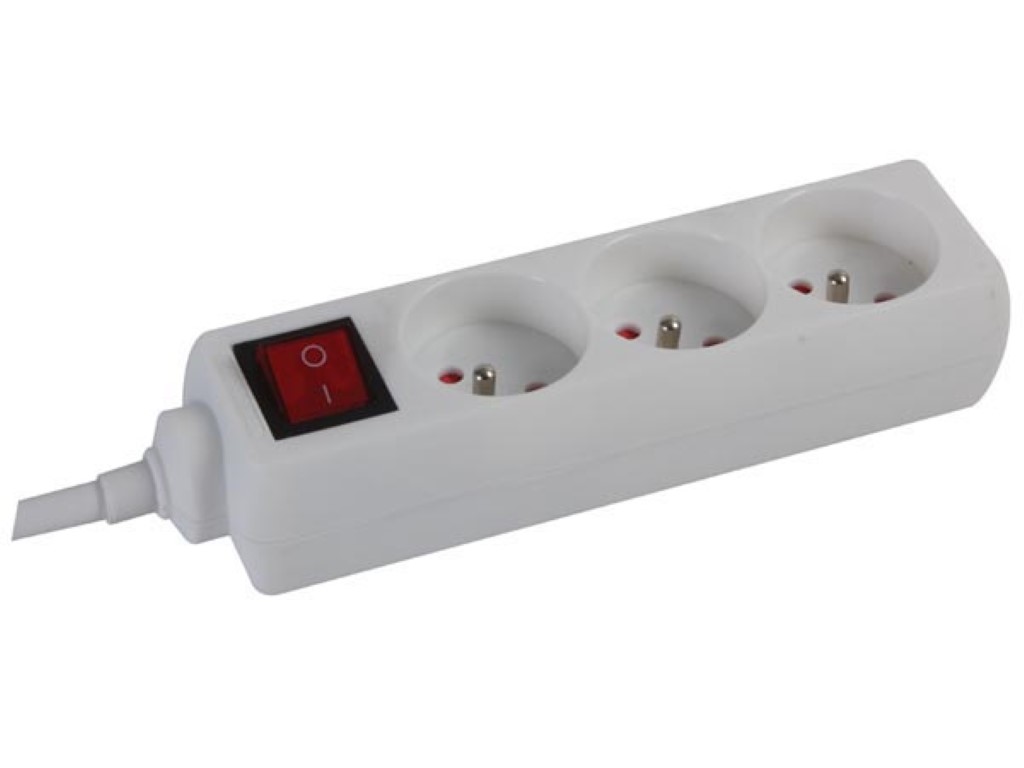 Velleman 3-VOUDIGE STEKKERDOOS MET SCHAKELAAR 1.5 m KABEL PENAARDE
