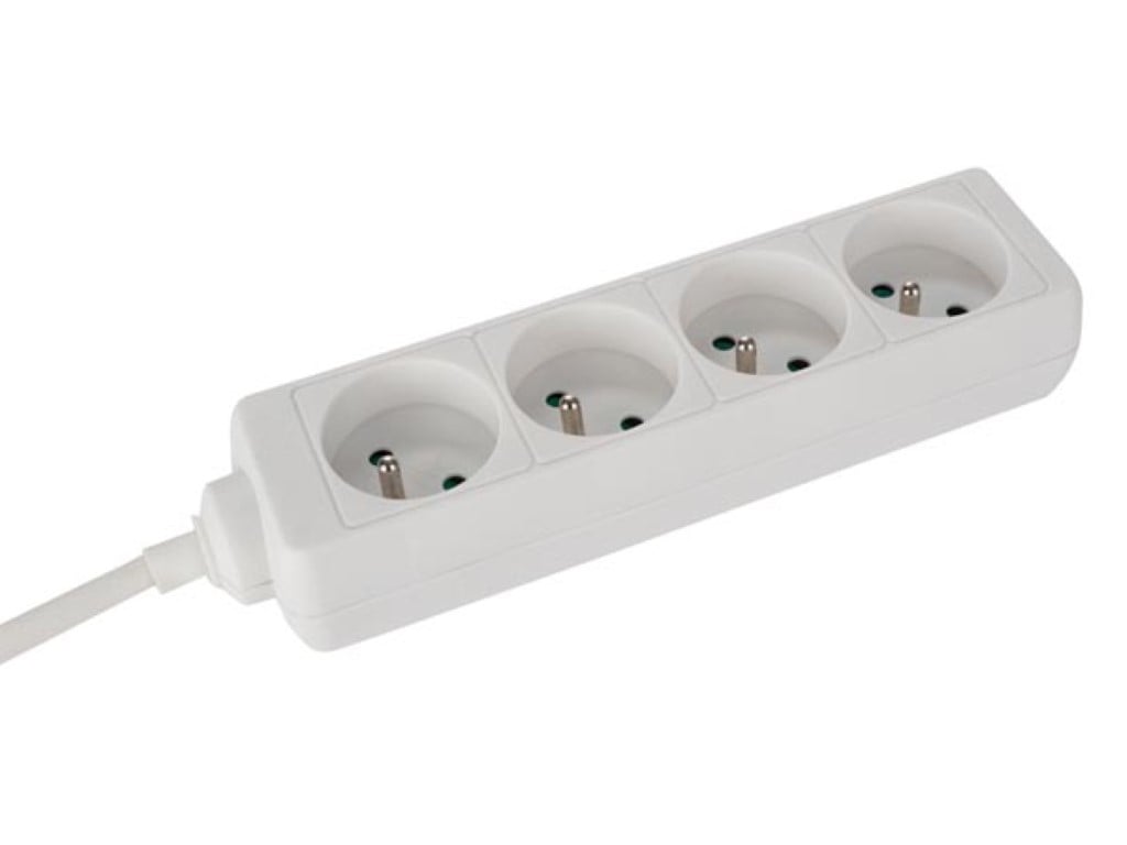 Velleman 4-VOUDIGE STEKKERDOOS 5 m KABEL WIT PENAARDE