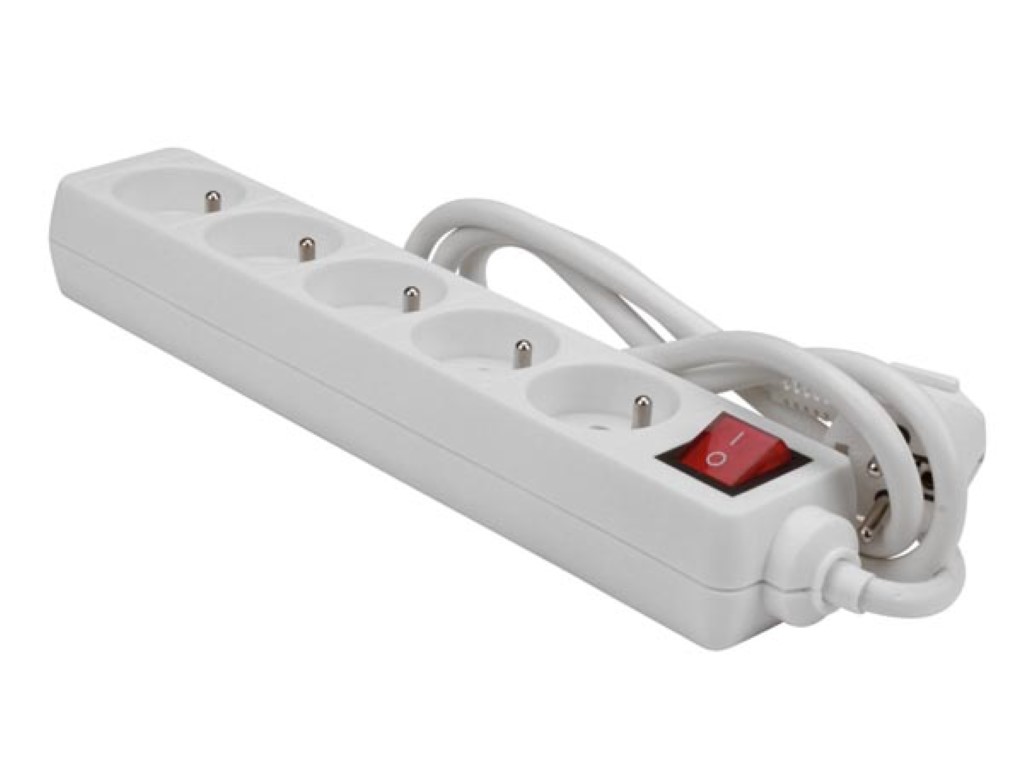 Velleman 5-VOUDIGE STEKKERDOOS MET SCHAKELAAR 1.5 m KABEL WIT PENAARDE