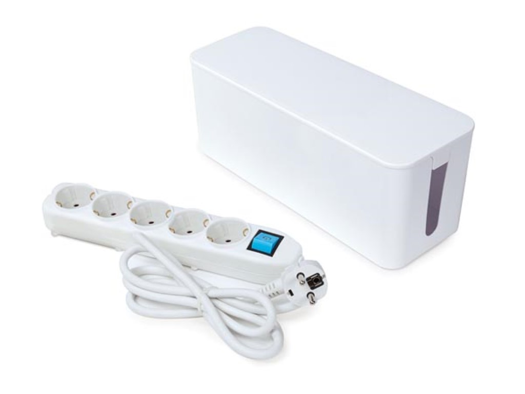 Velleman 5-VOUDIGE STEKKERDOOS MET KABELBOX 1.5 m KABEL WIT RANDAARDE