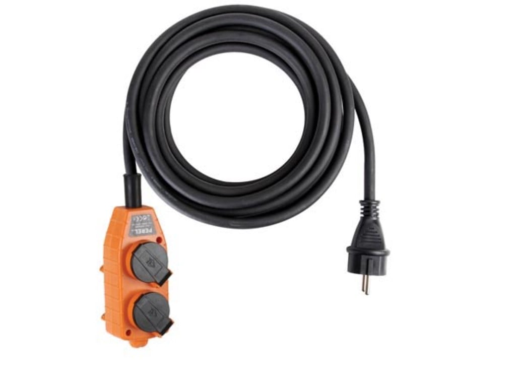 Velleman ROBUUSTE NEOPREENKABEL MET 4-VOUDIGE STEKKERDOOS IP44 5 m 3G1.5 PENAARDE