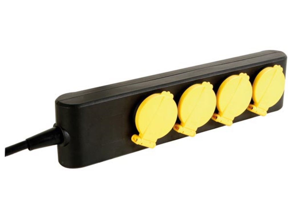 Velleman 4-VOUDIGE STEKKERDOOS IP44 1.5 m KABEL ZWART PENAARDE
