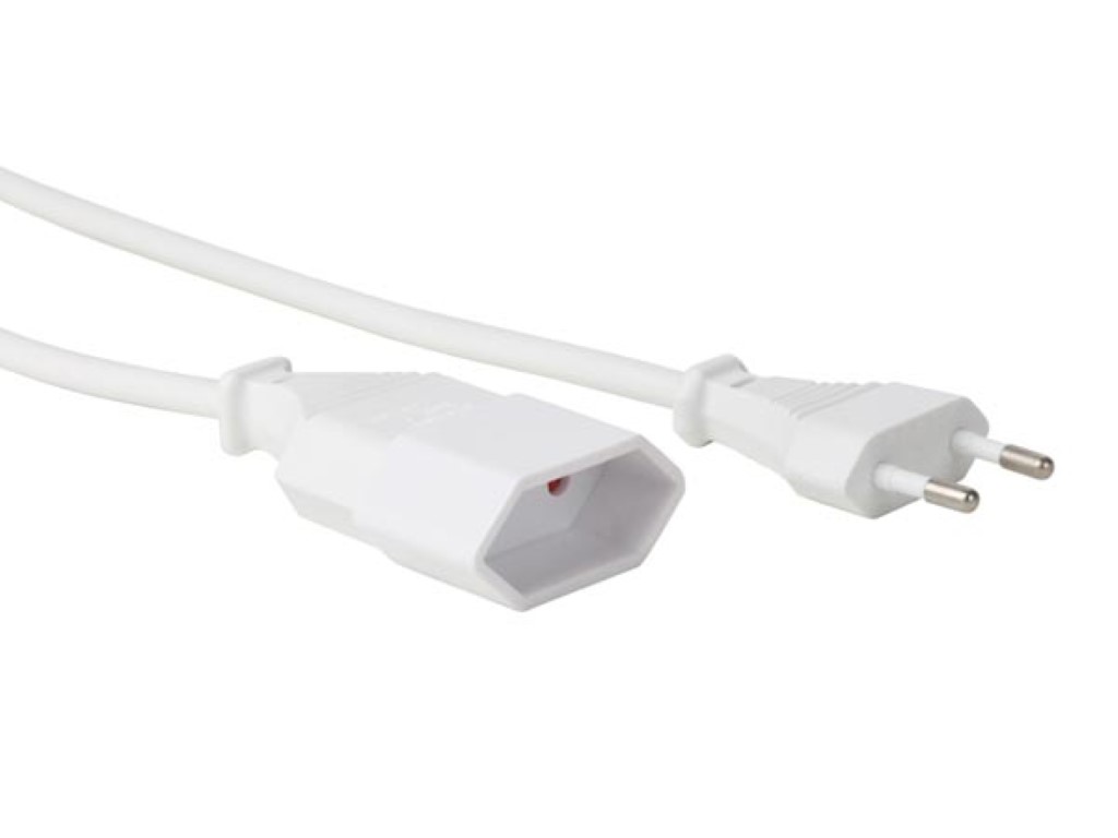 VERLENGKABEL - 1.8 m - WIT - 2G0.75 - CEE 7/16 "EUROSTEKKER"+ C7 afbeelding
