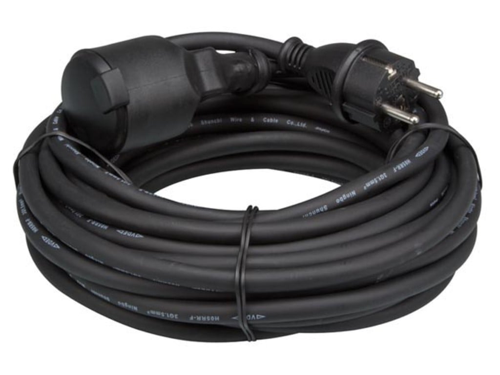 Velleman RUBBER VERLENGKABEL 10 m ZWART 3G1.5 PENAARDE