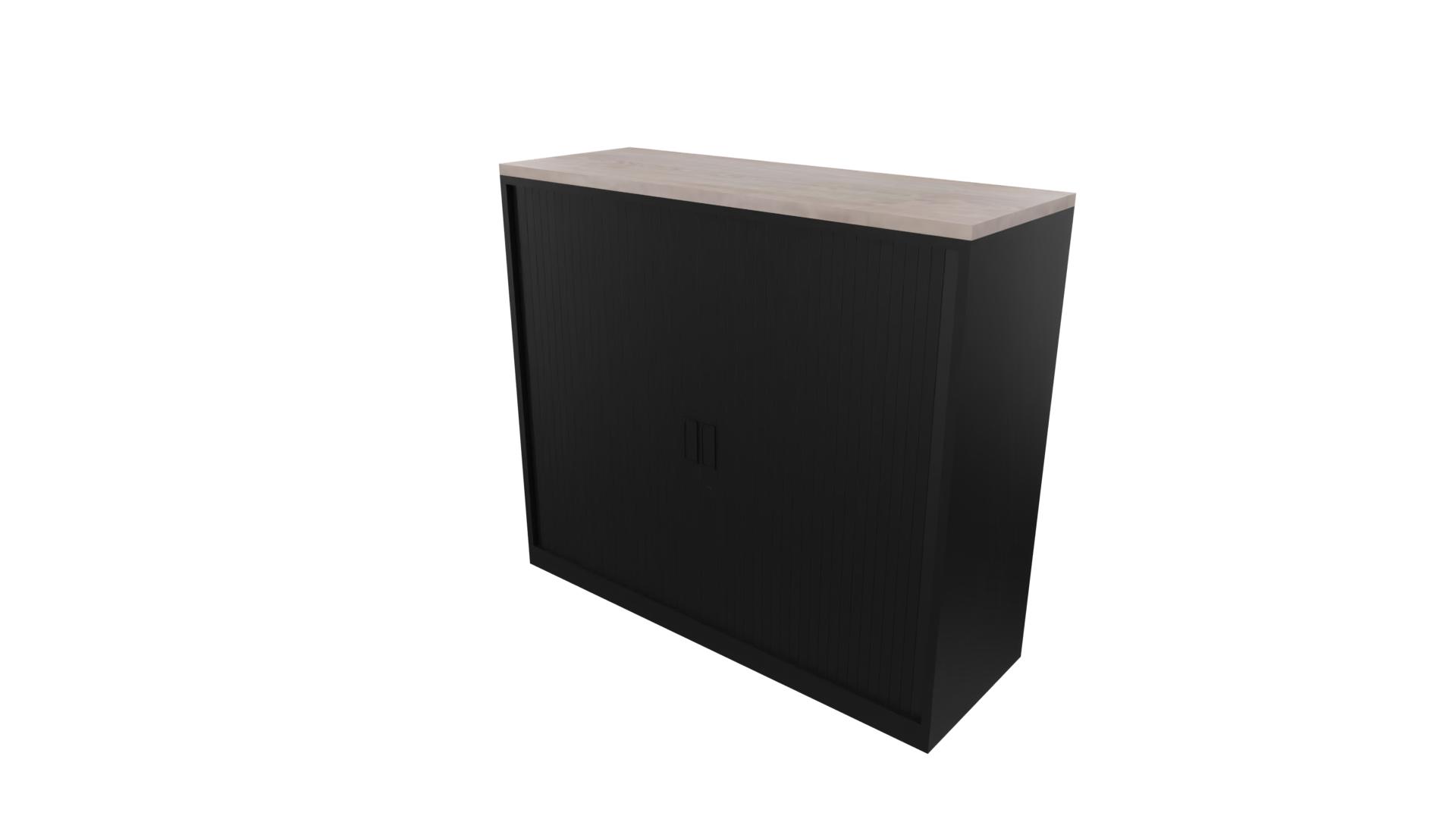 Roldeurkast 9011 - Zwart - Eiken Robson - 100 x 120 x 43 cm. afbeelding