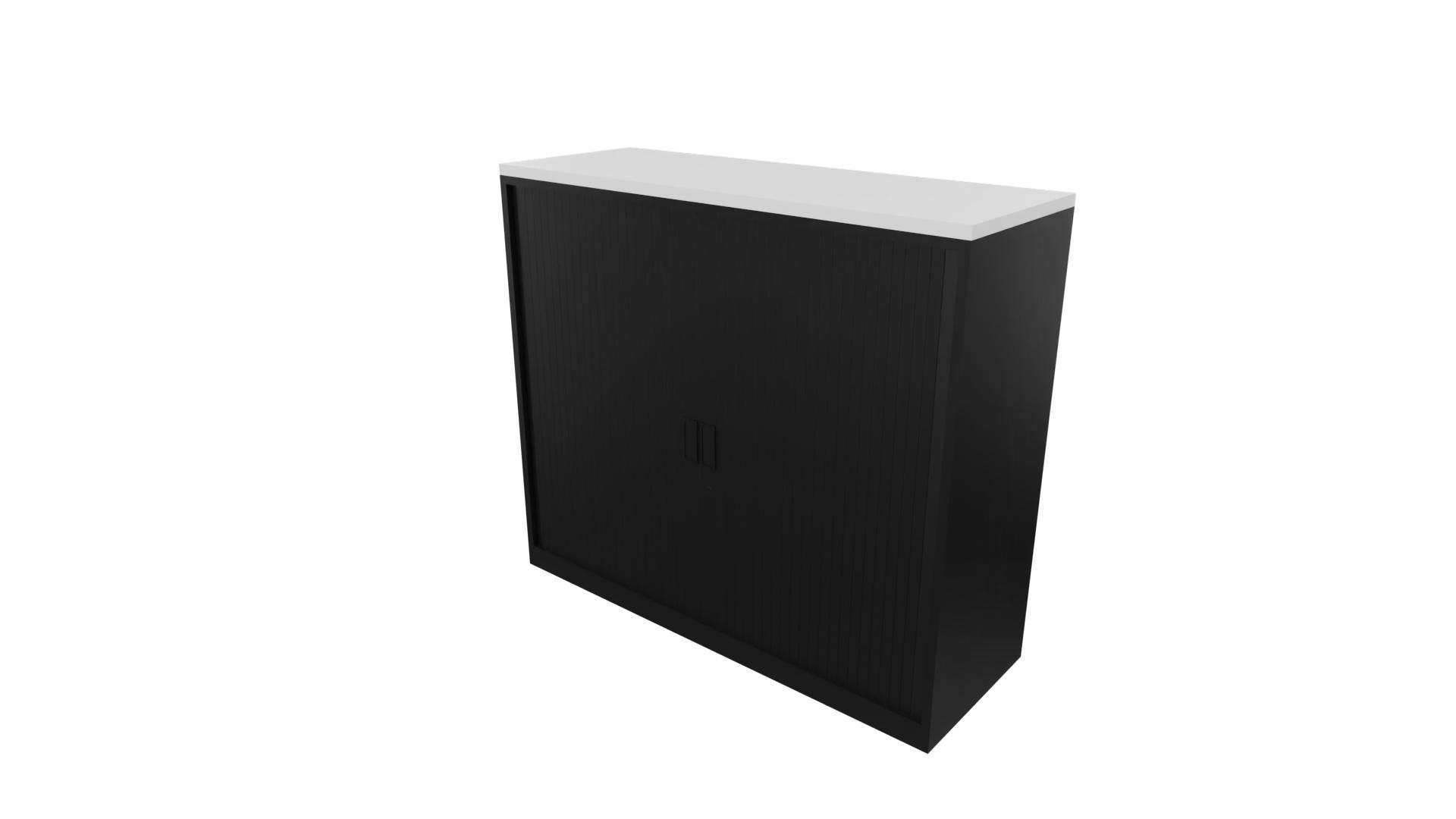 Roldeurkast 9011 - Zwart - Wit - 100 x 120 x 43 cm. afbeelding