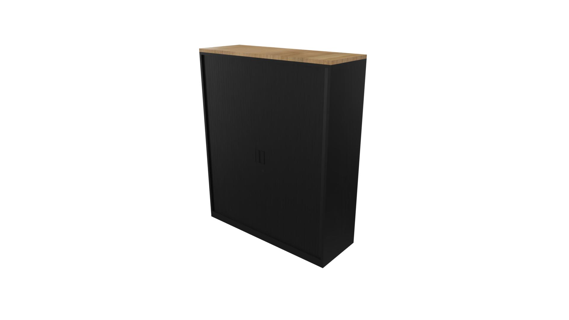 Roldeurkast 9011 - Zwart - Toscaans noten - 136 x 120 x 43 cm. afbeelding