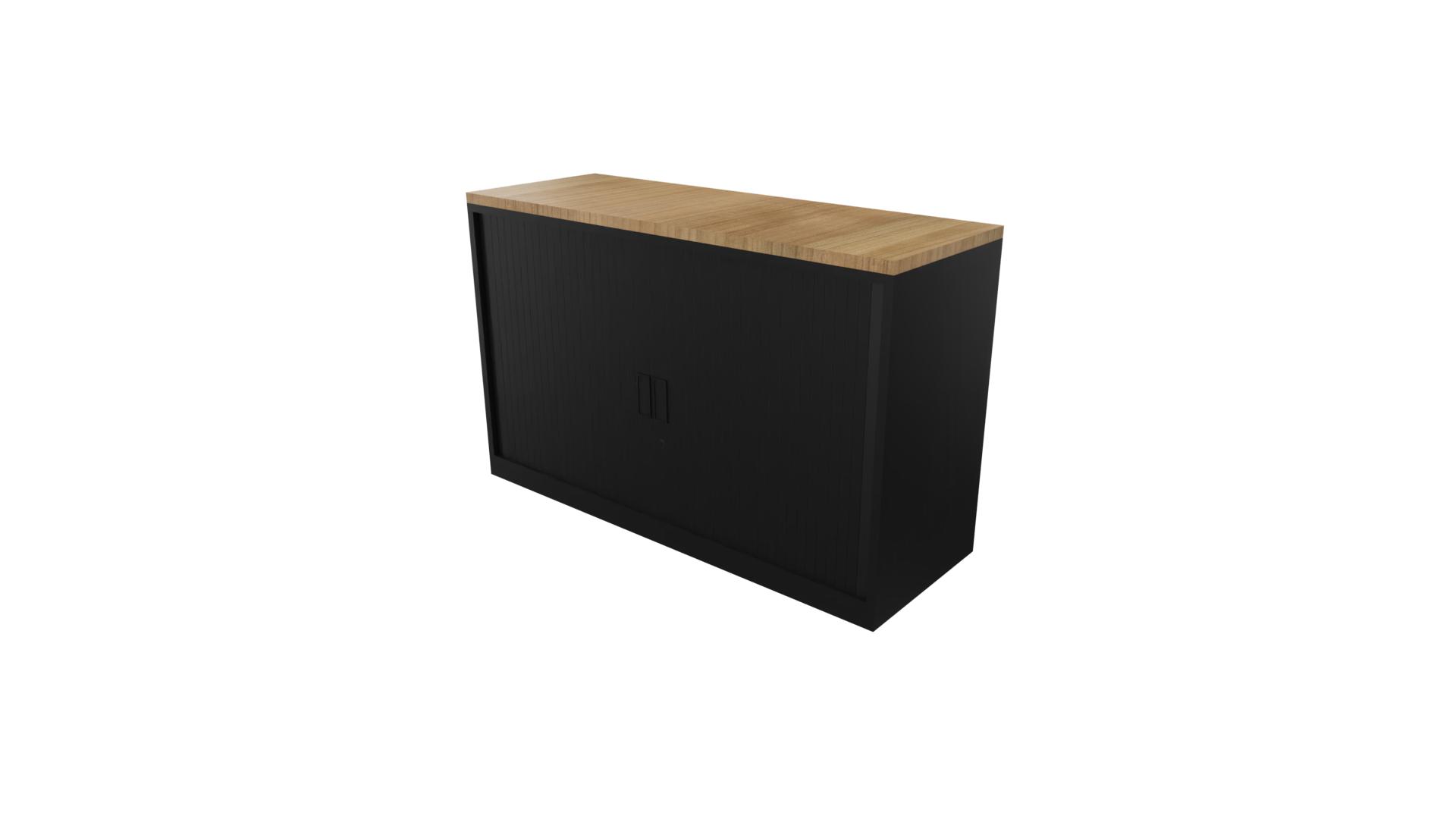 Roldeurkast 9011 - Zwart - Toscaans noten - 72 x 120 x 43 cm. afbeelding