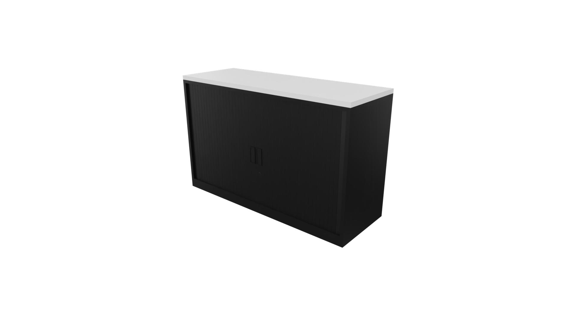 Roldeurkast 9011 - Zwart - Wit - 72 x 120 x 43 cm. afbeelding