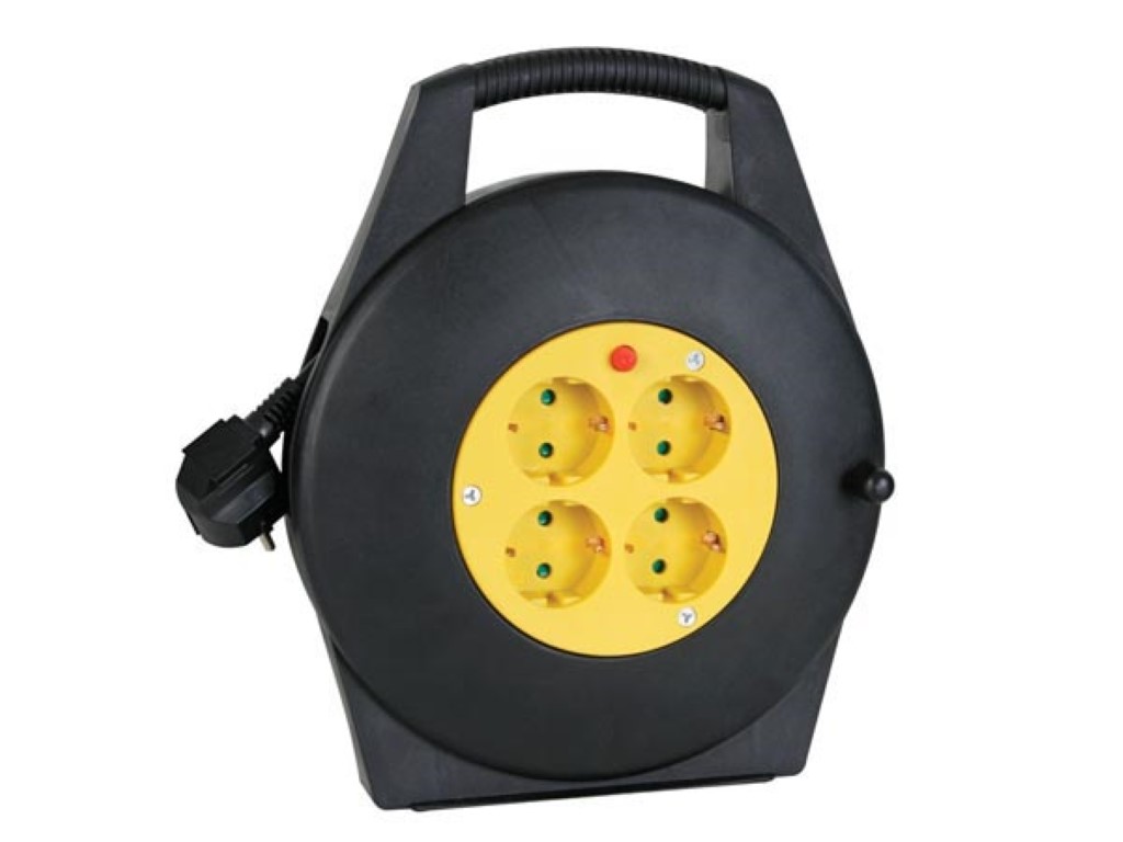 Velleman KABELHASPEL 10 m 3G1.5 4 STOPCONTACTEN RANDAARDE