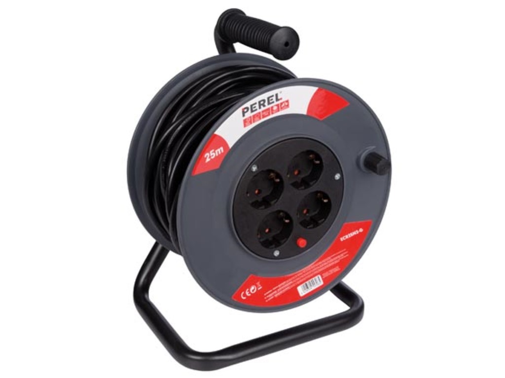 Velleman KABELHASPEL 25 m 3G1.5 4 STOPCONTACTEN RANDAARDE