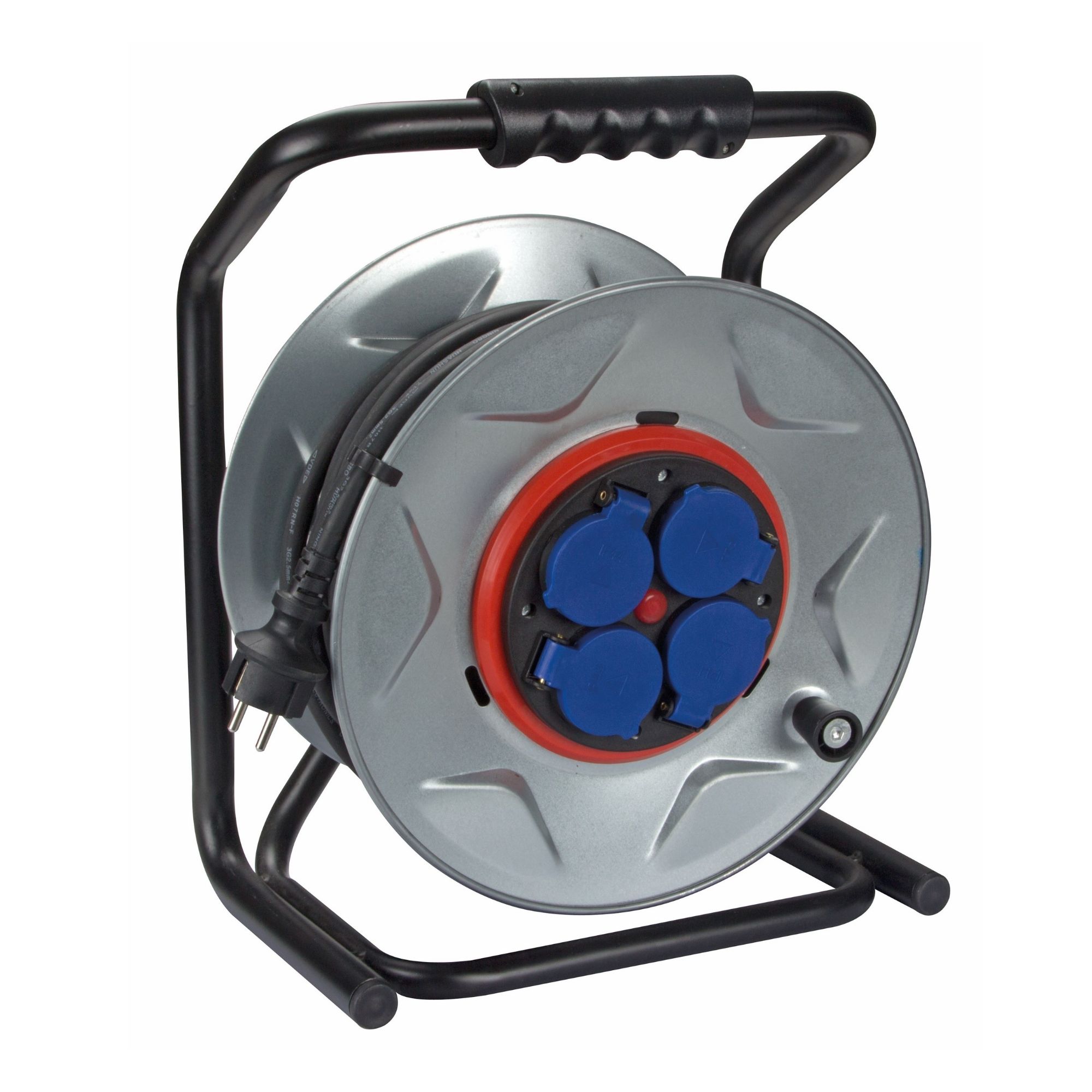 Velleman PROFESSIONELE NEOPREEN KABELHASPEL MET ANTI TWIST 25 m 3G2.5 4 STOPCONTACTEN PENAARDE