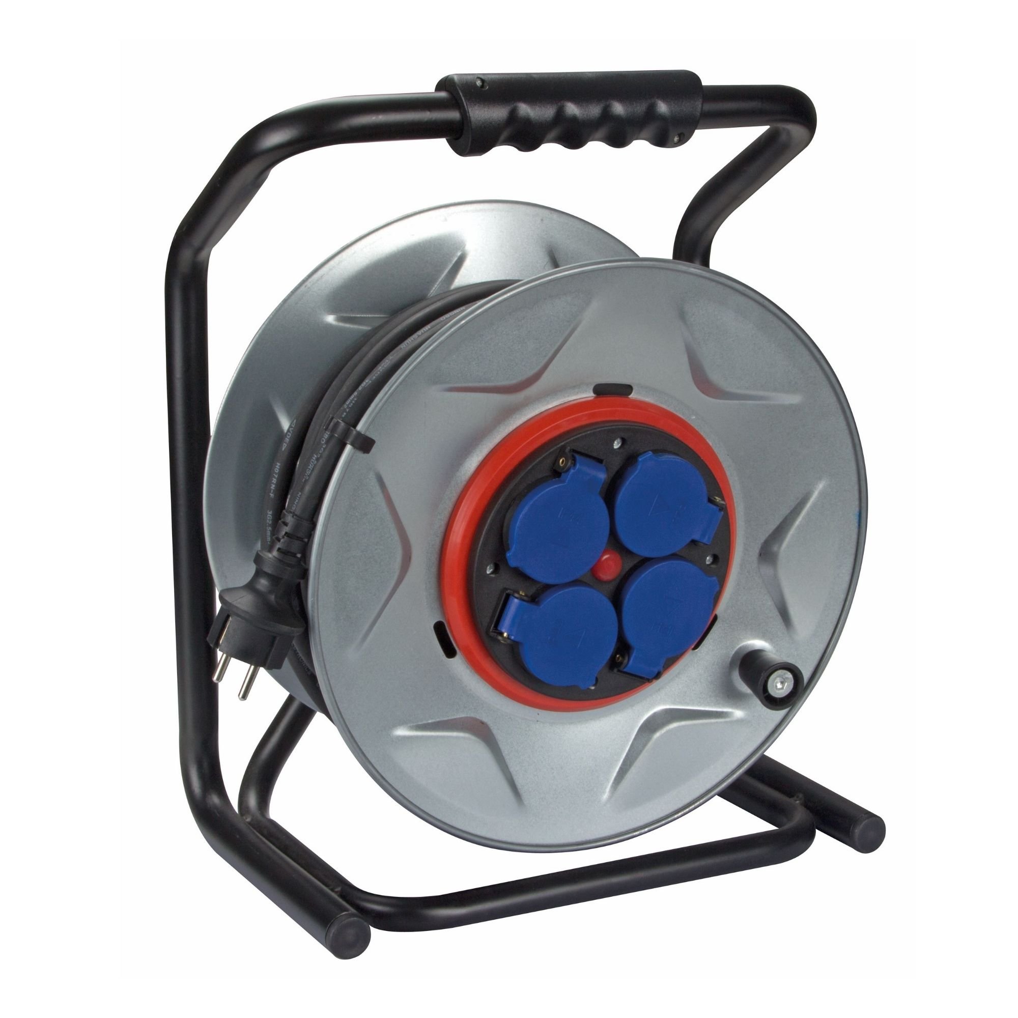 PROFESSIONELE NEOPREEN KABELHASPEL MET ANTI TWIST - 40 m - 3G2.5 - 4 STOPCONTACTEN - PENAARDE afbeelding