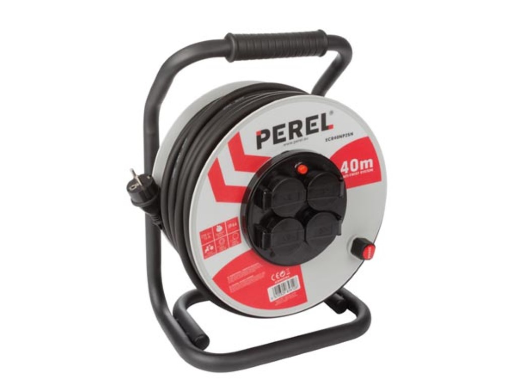 Velleman PROFESSIONELE NEOPREEN KABELHASPEL 40 m 3G2.5 4 STOPCONTACTEN PENAARDE