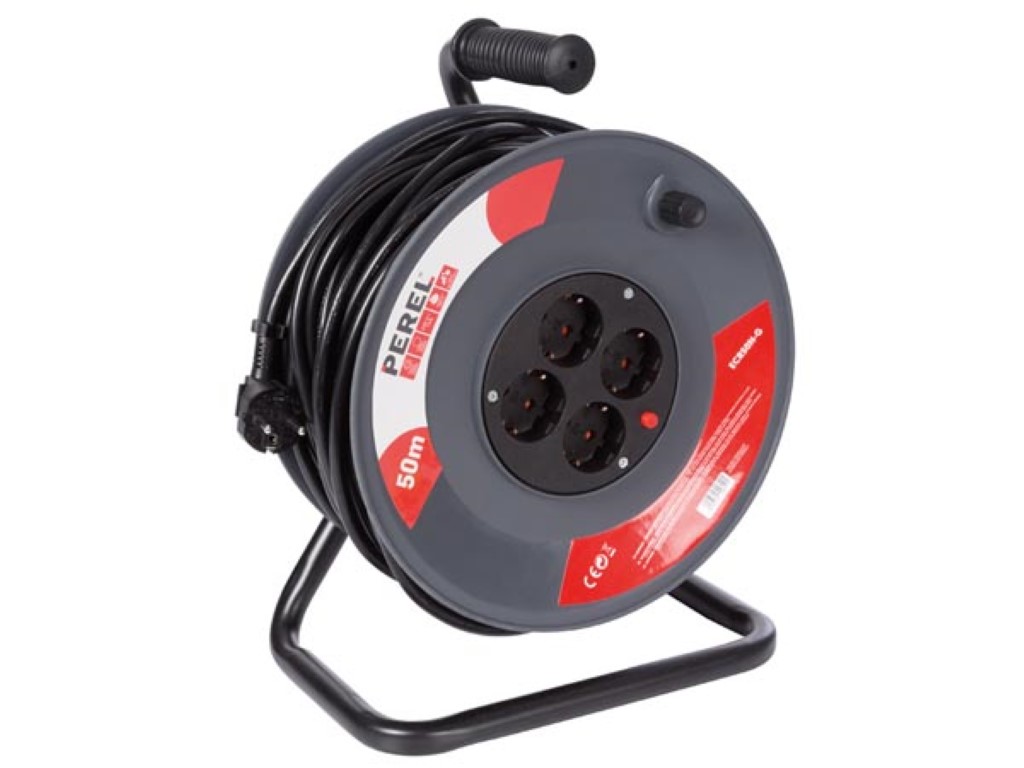 Velleman KABELHASPEL 50 m 3G1.5 4 STOPCONTACTEN RANDAARDE