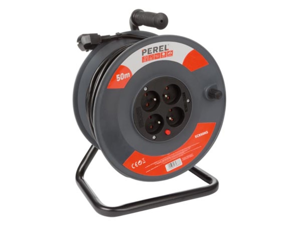 Velleman KABELHASPEL 50 m 3G1.5 PENAARDE 4 STOPCONTACTEN