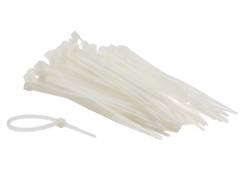 SET MET NYLON KABELBINDERS - 2.5 x 100 mm - WIT (100 st.) afbeelding