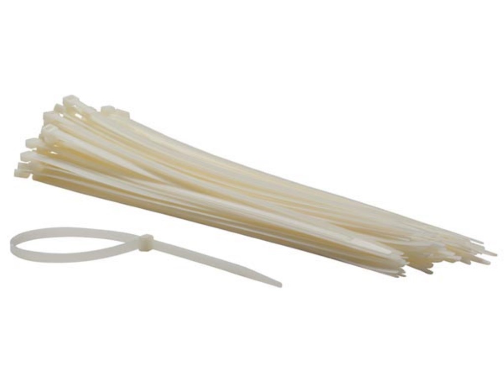 SET MET NYLON KABELBINDERS - 7.6 x 400 mm - WIT (100 st.) afbeelding