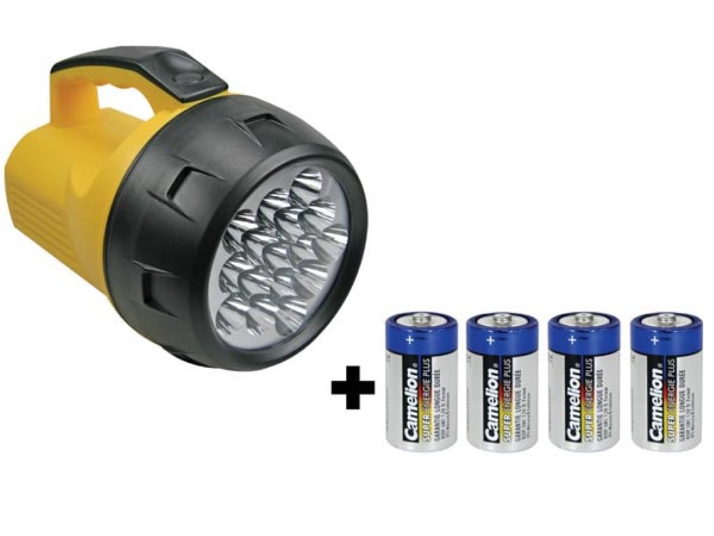 KRACHTIGE LEDZAKLAMP - 16 LEDS - 4 x D-BATTERIJ afbeelding