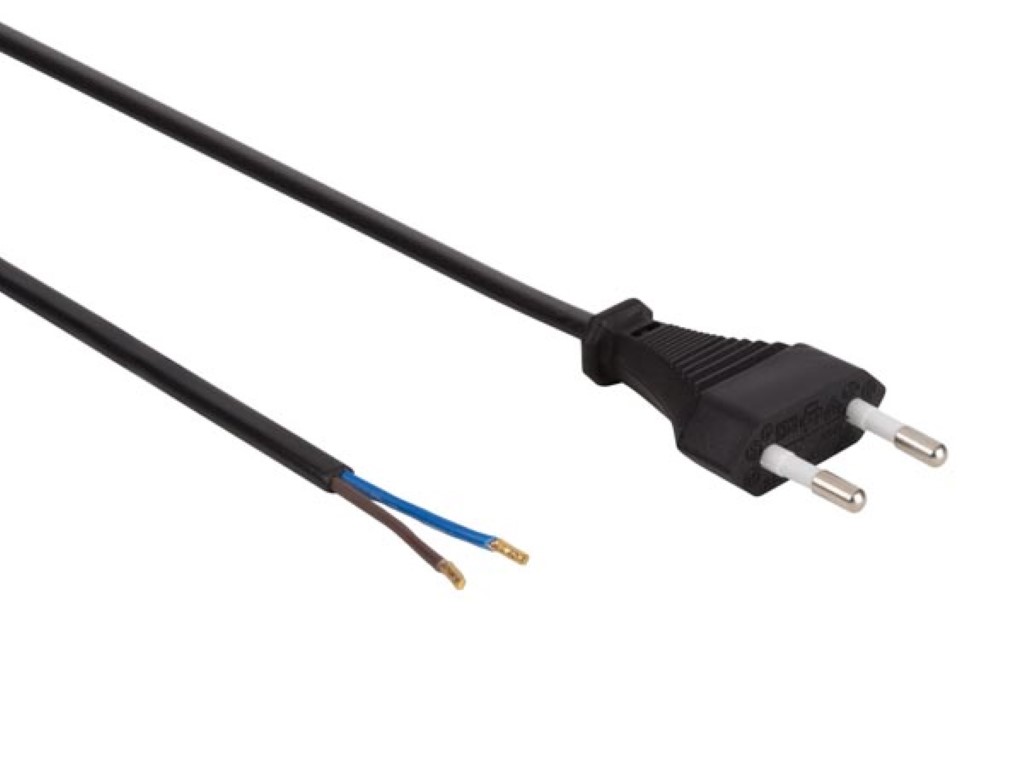 VOEDINGSKABEL ZWART CEE 7/16 "EUROSTEKKER"+ UITEINDEN L=1.8 m H03VVH2-F 2G0.75 mm² afbeelding