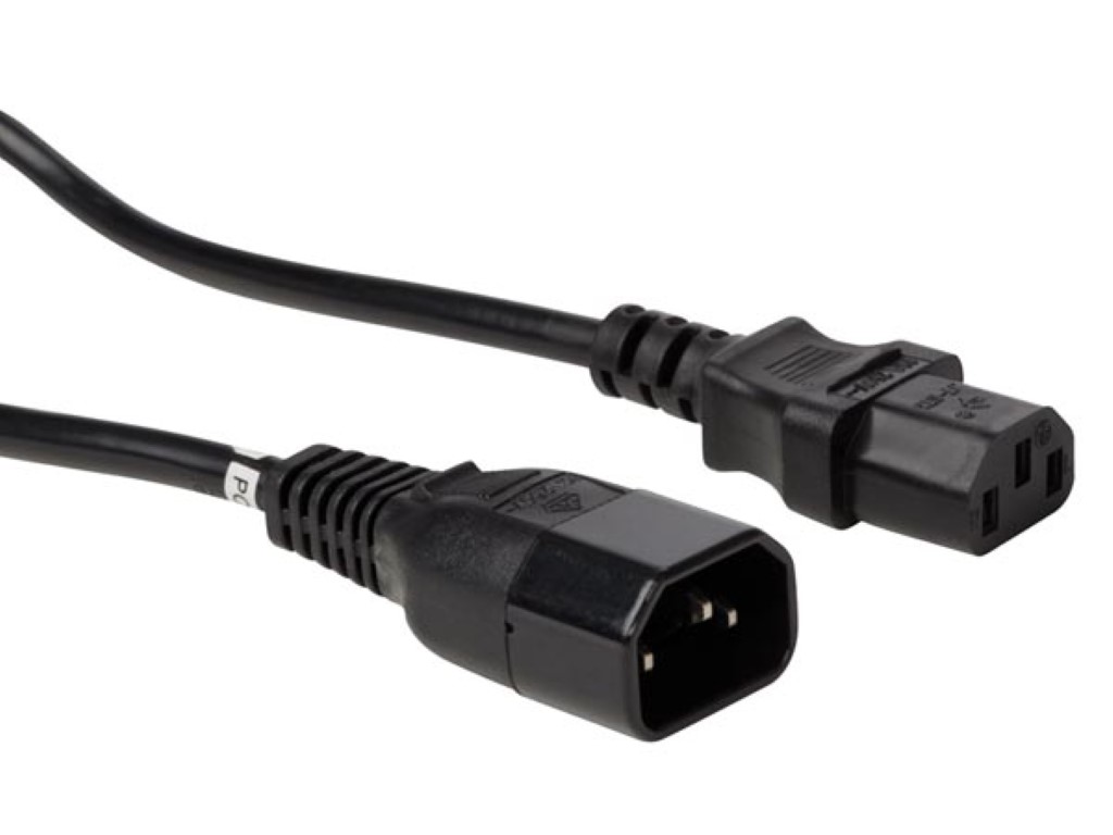 VOEDINGSKABEL ZWART C14 + C13 L=1.8 m H05VV-F 3G1.00 mm² afbeelding