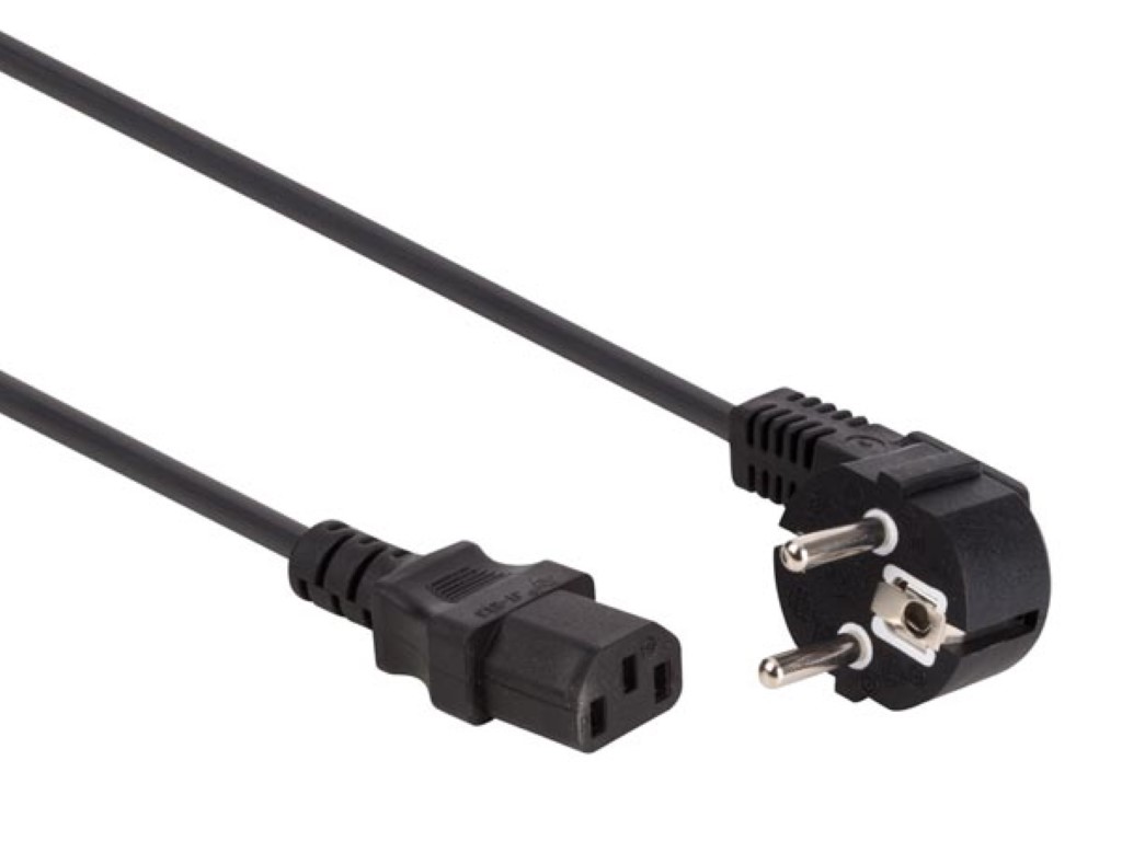 Velleman VOEDINGSKABEL ZWART CEE 7 7 90° + C13 L=2.5 m H05VV-F 3G1.0 mm²