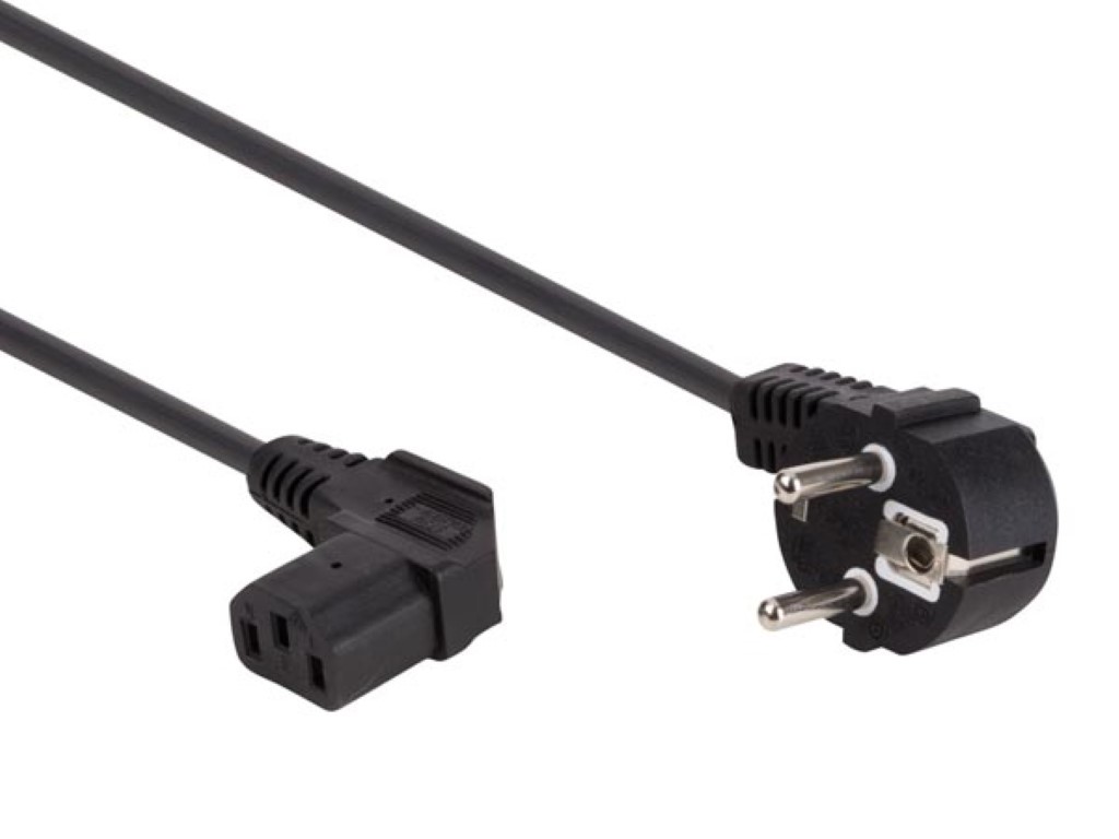 Velleman VOEDINGSKABEL ZWART CEE 7 7 90° + C13 90° L=2.5 m H05VV-F 3G1.0 mm²
