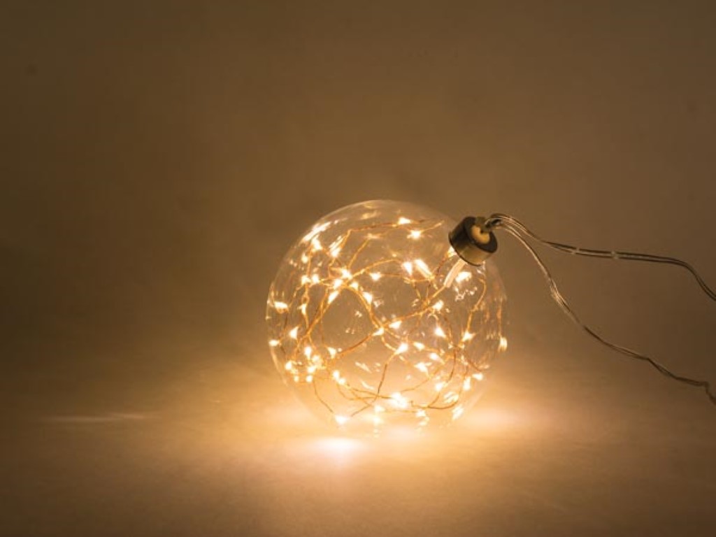 Glasslight LED - Transparent glassball - 12 cm - 40 warm white lamps - batteries not provided afbeelding