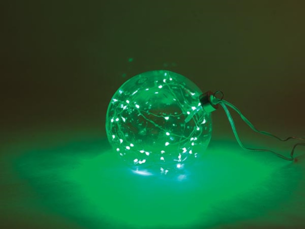 Velleman Glasslight LED glazen ledbol transparant 12 cm 40 leds groen batterijen niet meegeleverd