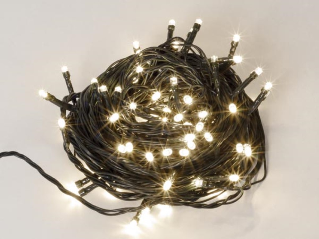 Glimmer Light LED - 12 m - 80 witte lampen - groene draad - modulator - 24 V afbeelding