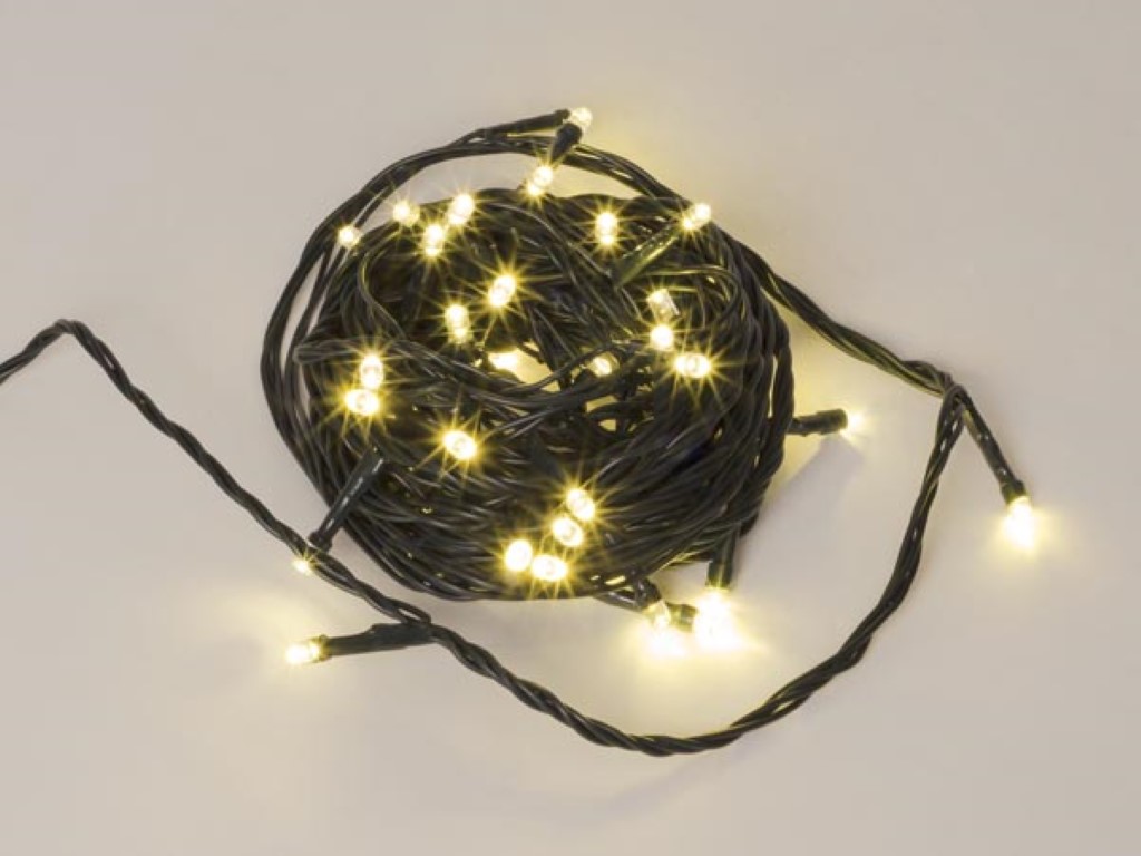 Glimmer Light LED - 6 m - 40 warm witte lampen - groene draad - modulator - 24 V afbeelding