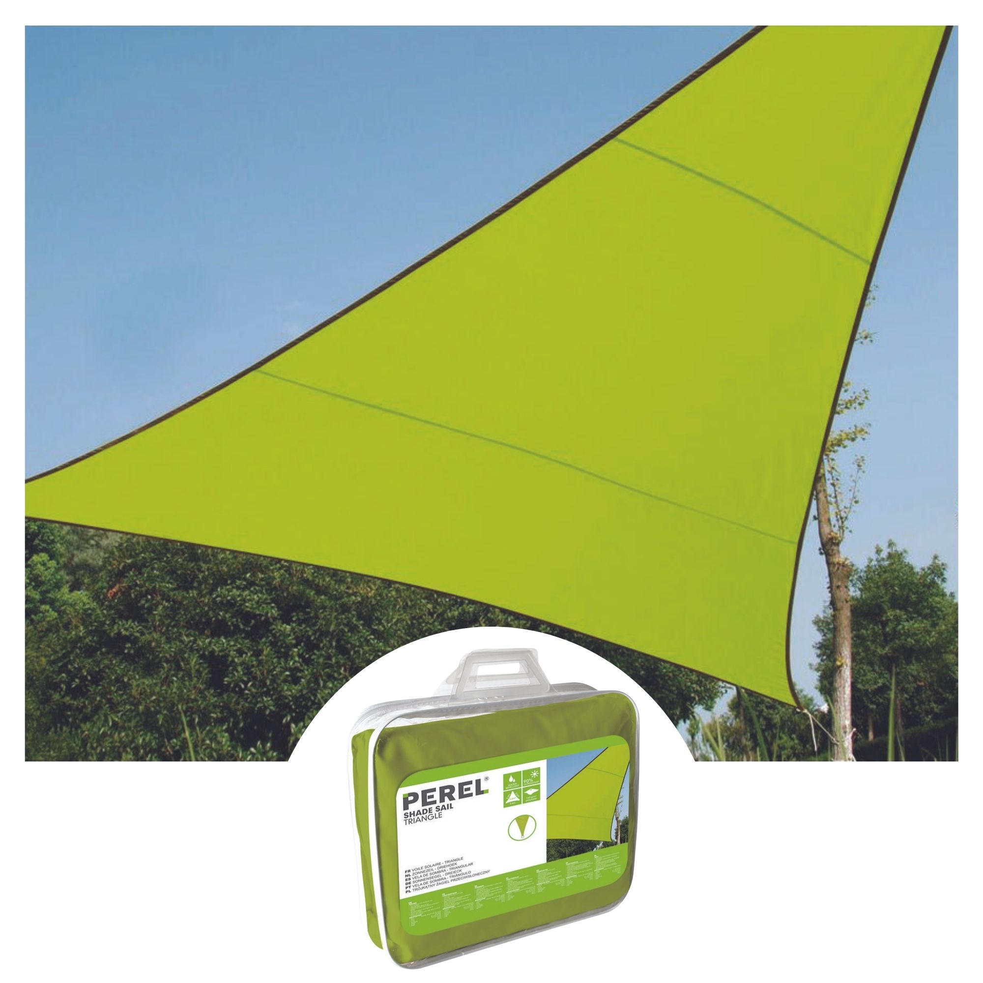 ZONNEZEIL - DRIEHOEK - 3.6 x 3.6 x 3.6 m - KLEUR: LICHTGROEN afbeelding