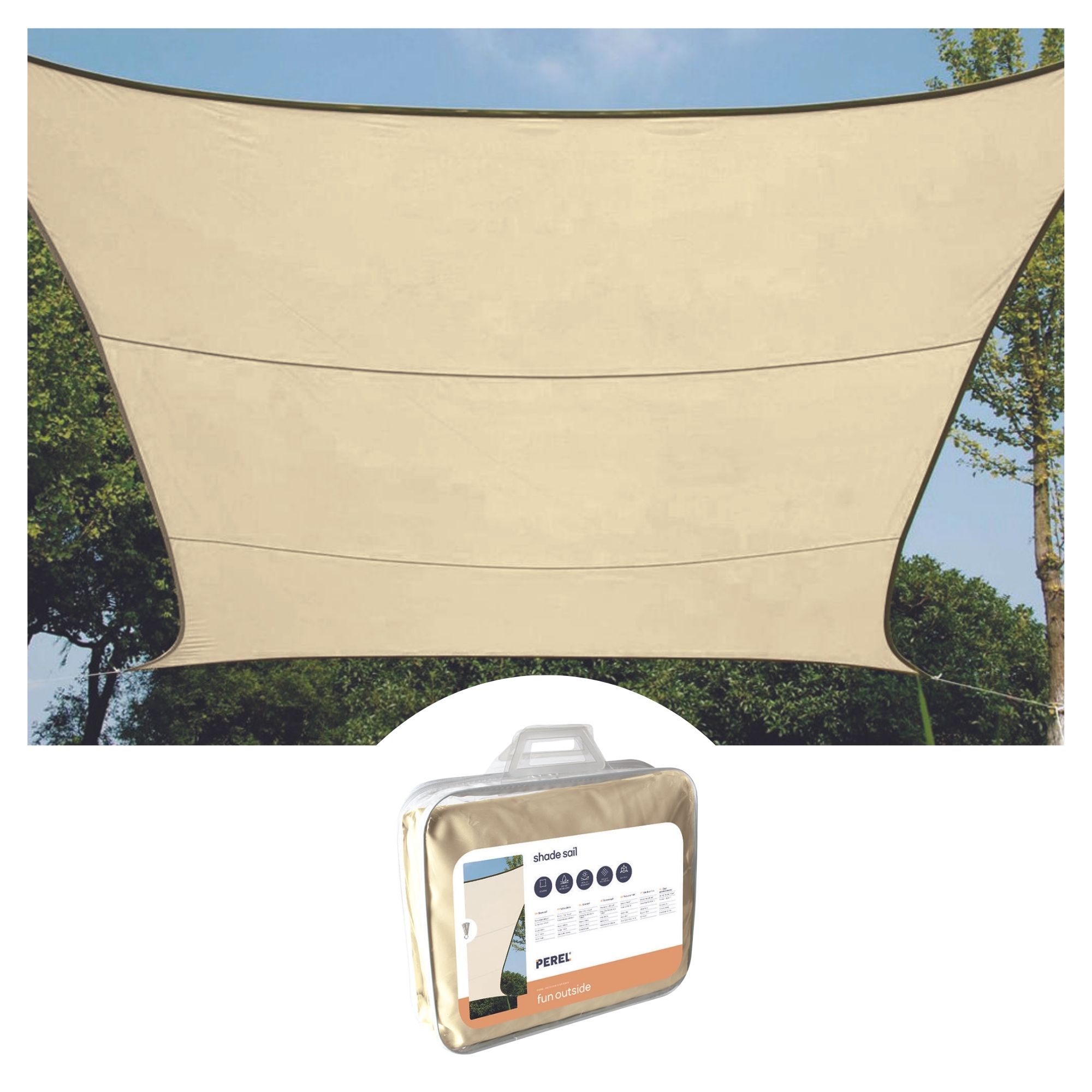 ZONNEZEIL - RECHTHOEK - 2 x 3 m - KLEUR: CRÈME afbeelding