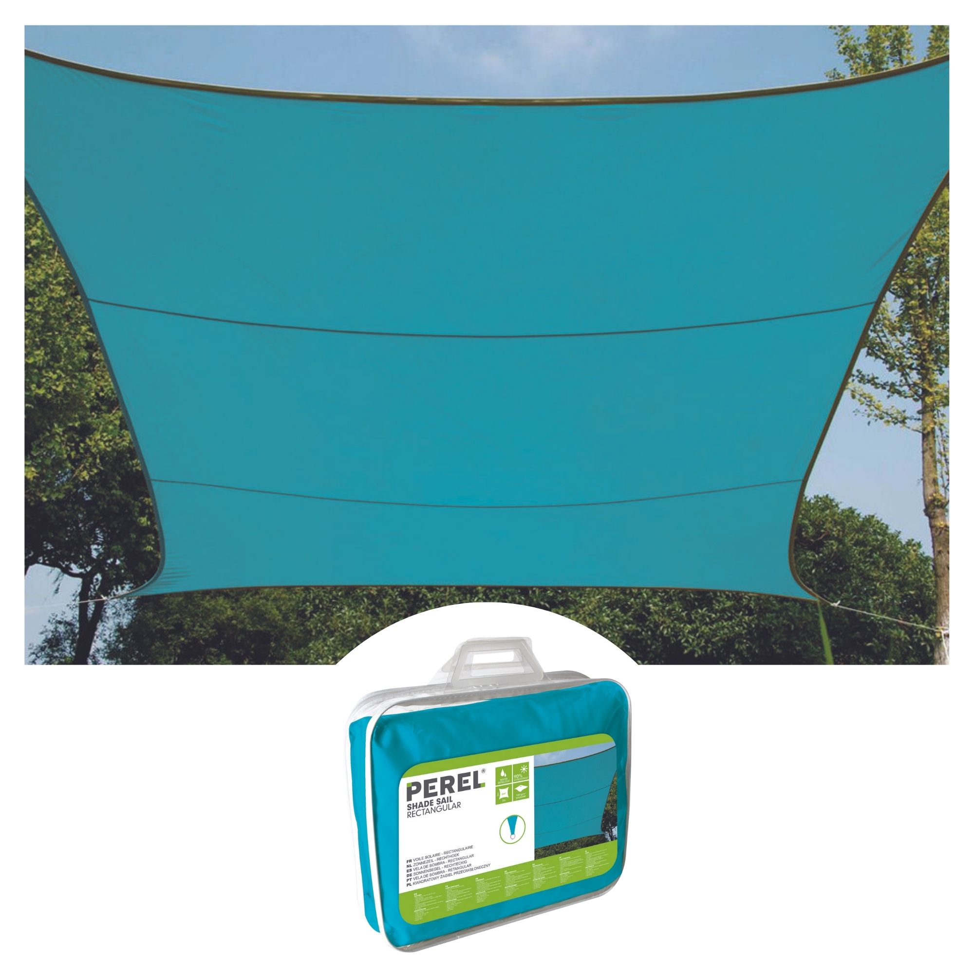 ZONNEZEIL - VIERKANT - 3.6 x 3.6 m - KLEUR: HEMELSBLAUW afbeelding