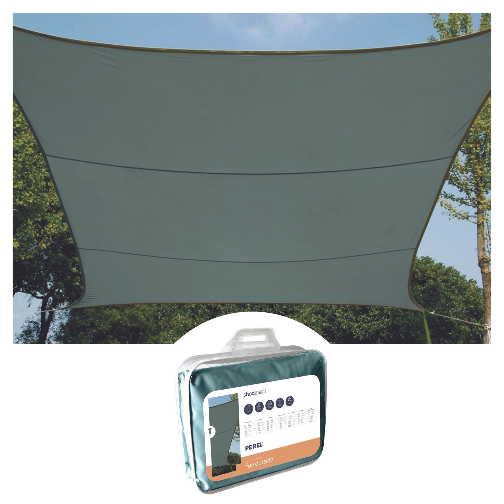 ZONNEZEIL - VIERKANT - 3.6 x 3.6 m - KLEUR: GROENGRIJS afbeelding