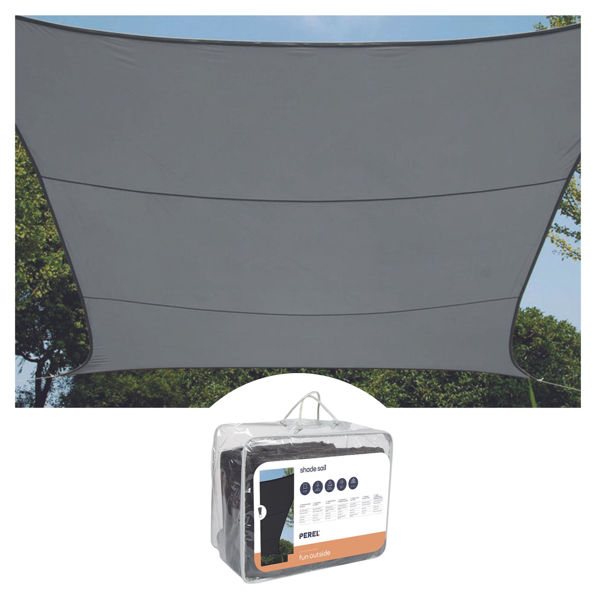 WATERDOORLATEND ZONNEZEIL - VIERKANT - 3.6 x 3.6 m - KLEUR: ANTRACIET afbeelding