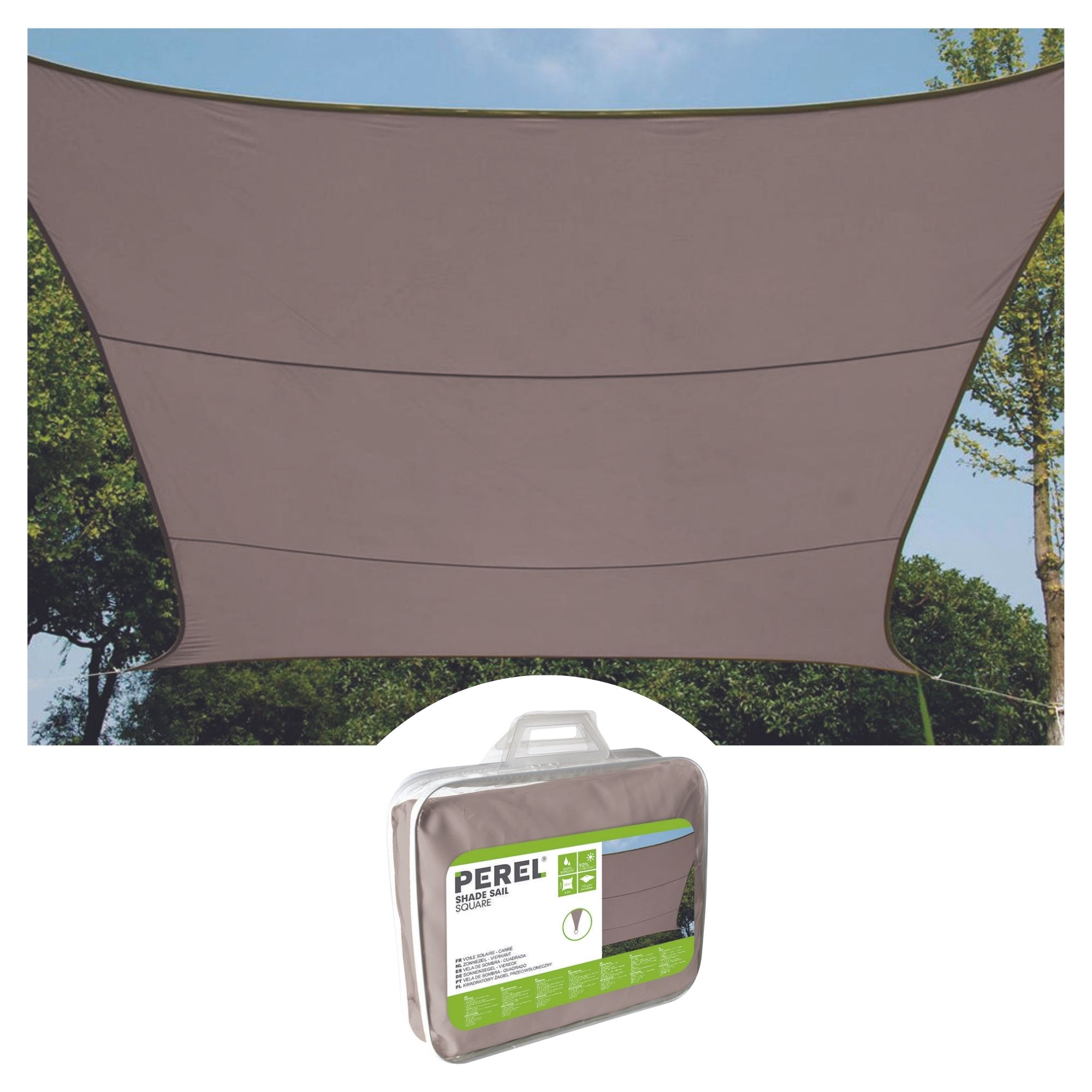 ZONNEZEIL - VIERKANT - 3.6 x 3.6 m - KLEUR: TAUPE afbeelding