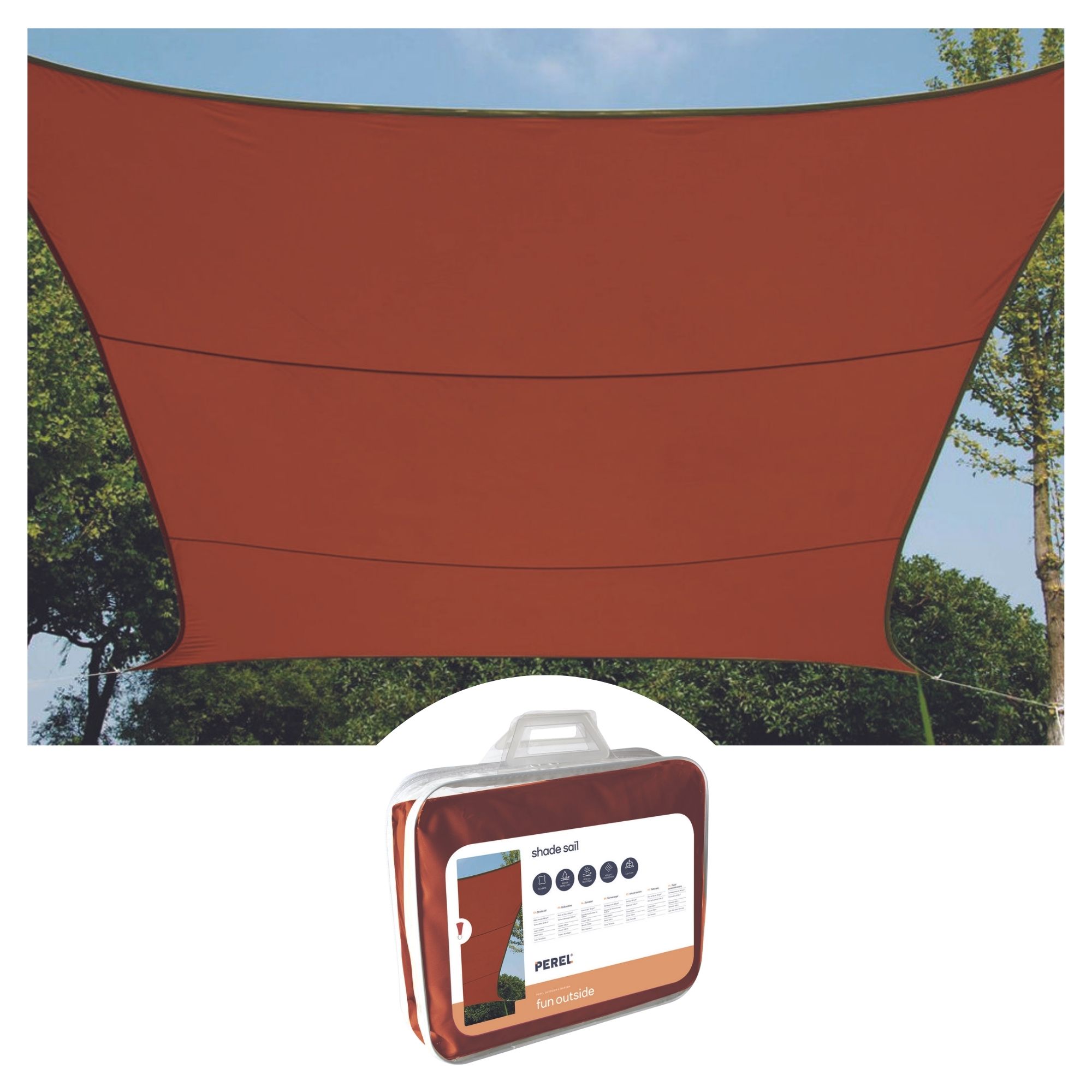 ZONNEZEIL - VIERKANT - 3.6 x 3.6 m - KLEUR: TERRACOTTA afbeelding