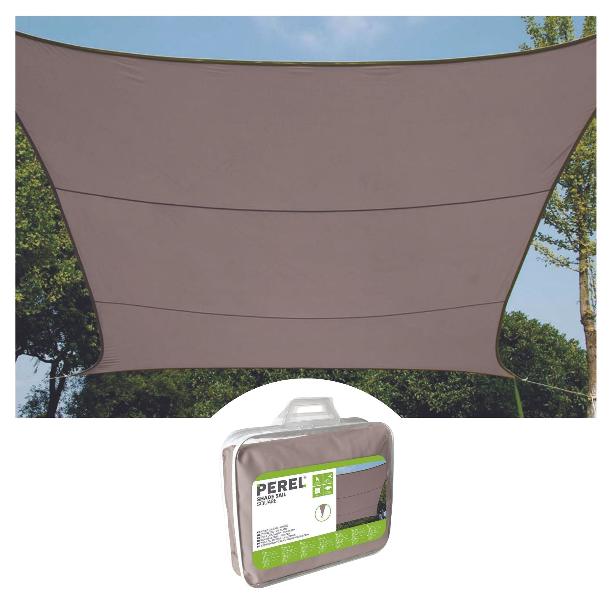 ZONNEZEIL - VIERKANT - 5 x 5 m - KLEUR: TAUPE afbeelding