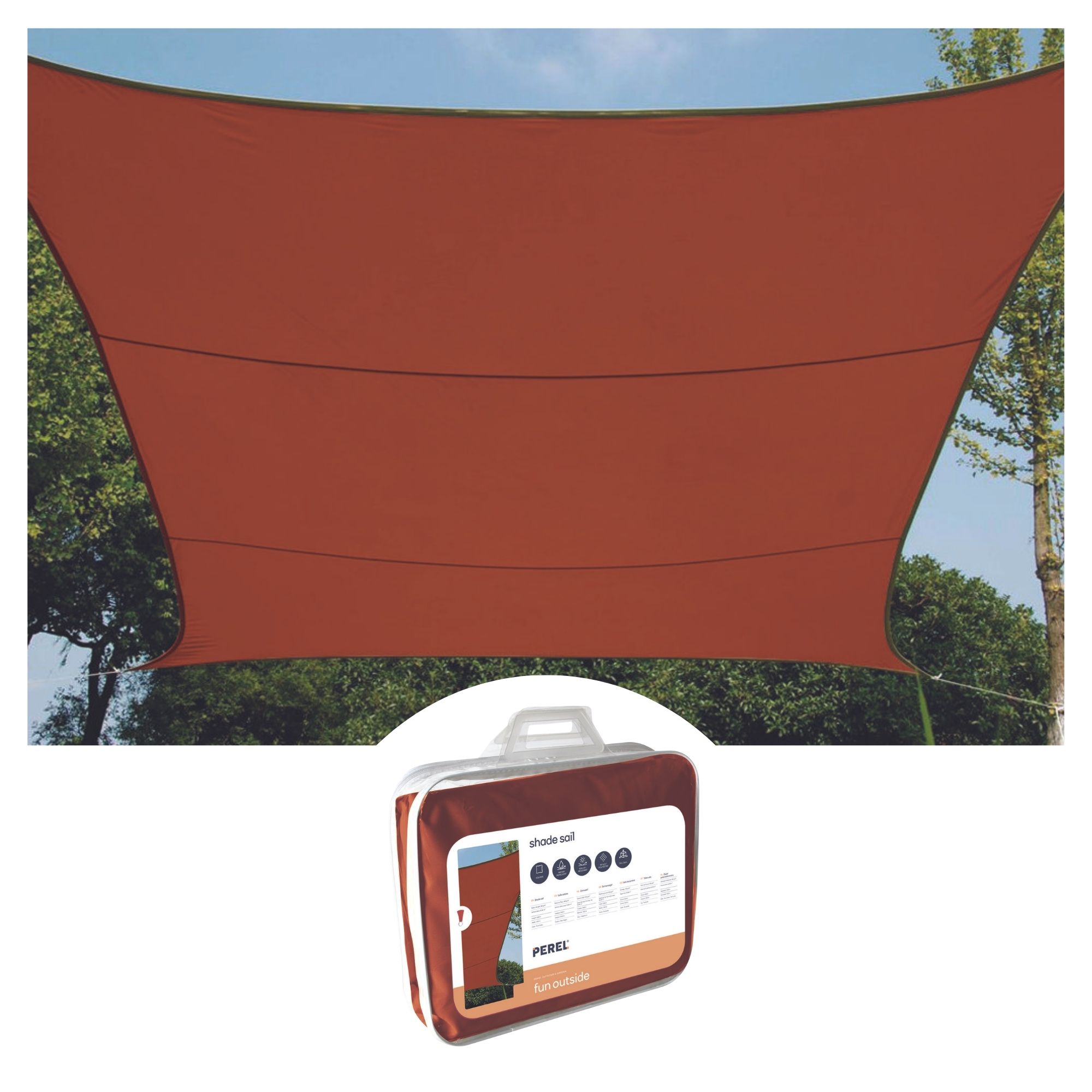 ZONNEZEIL - VIERKANT - 5 x 5 m - KLEUR: TERRACOTTA afbeelding