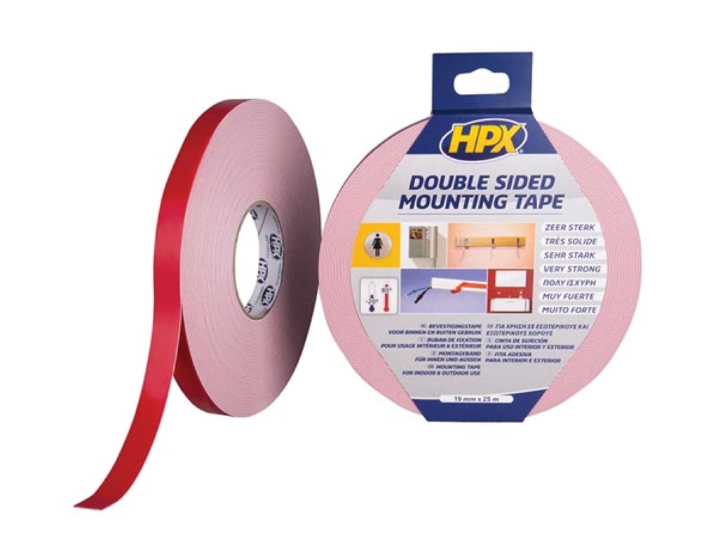 Spiegel bevestigingstape - wit 19mm x 25m afbeelding