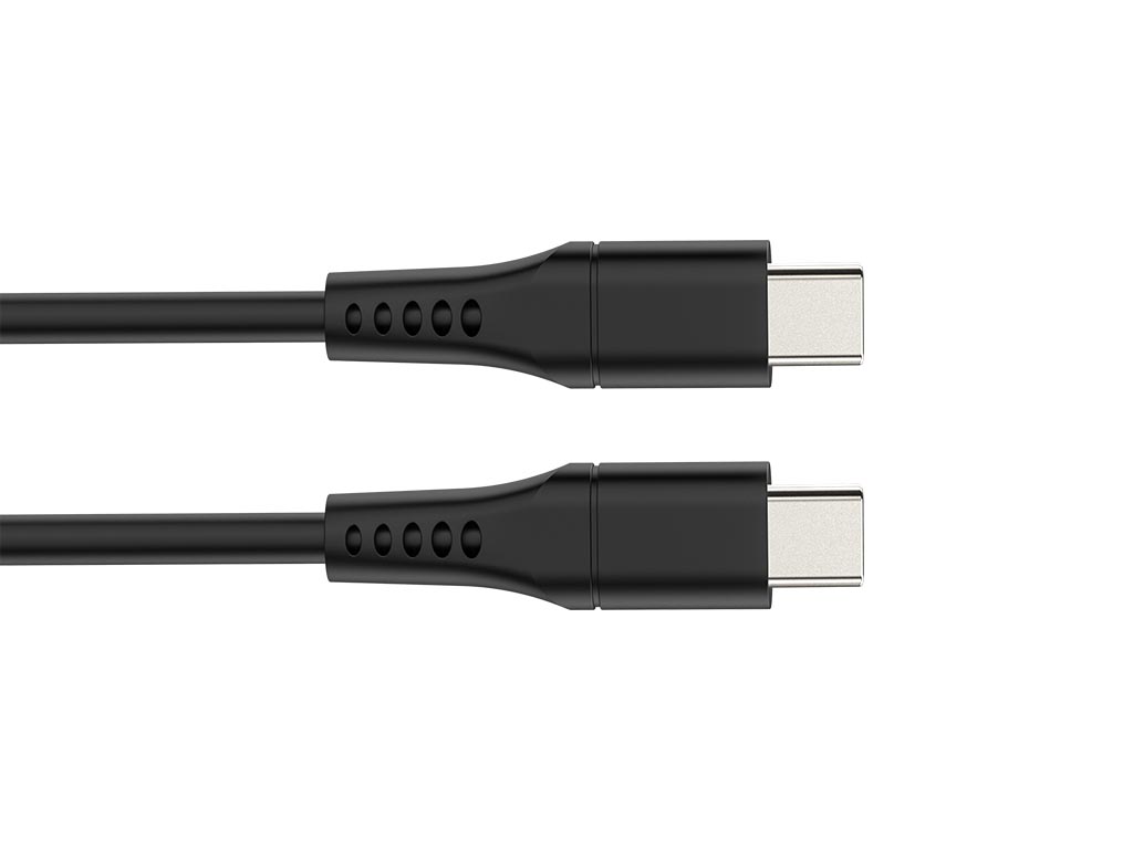 USB-kabel - USB 2.0 C naar C 60W, 480Mbps, vernikkeld, TPE-kabel - 1 meter afbeelding