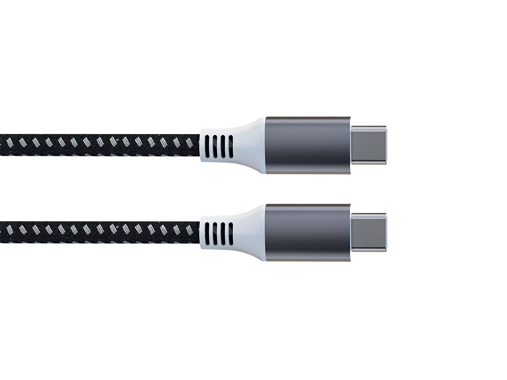 Velleman USB-kabel USB 2.0 C naar C 60W 480Mbps magnetisch vernikkeld katoenen gevlochten kabel 1 meter