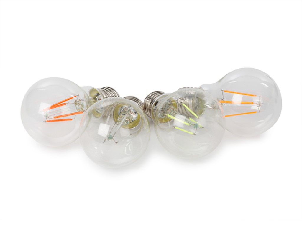SET LED-GLOEILAMPEN - A60 - HELDER GLAS - 4 st. - ROOD - GROEN - BLAUW - ORANJE afbeelding