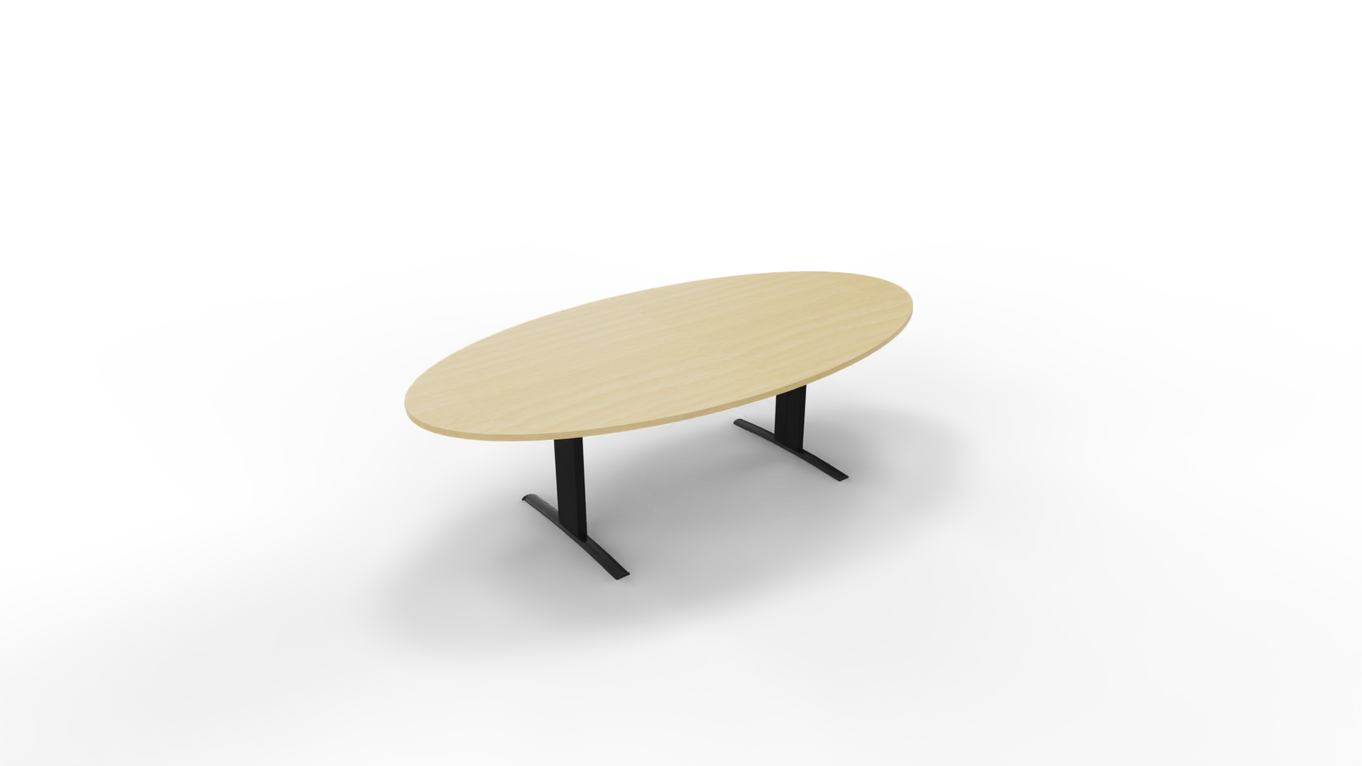 Vergadertafel 6711 ellipsvorm - 240 x 120 cm. - Zwart - Beuken afbeelding
