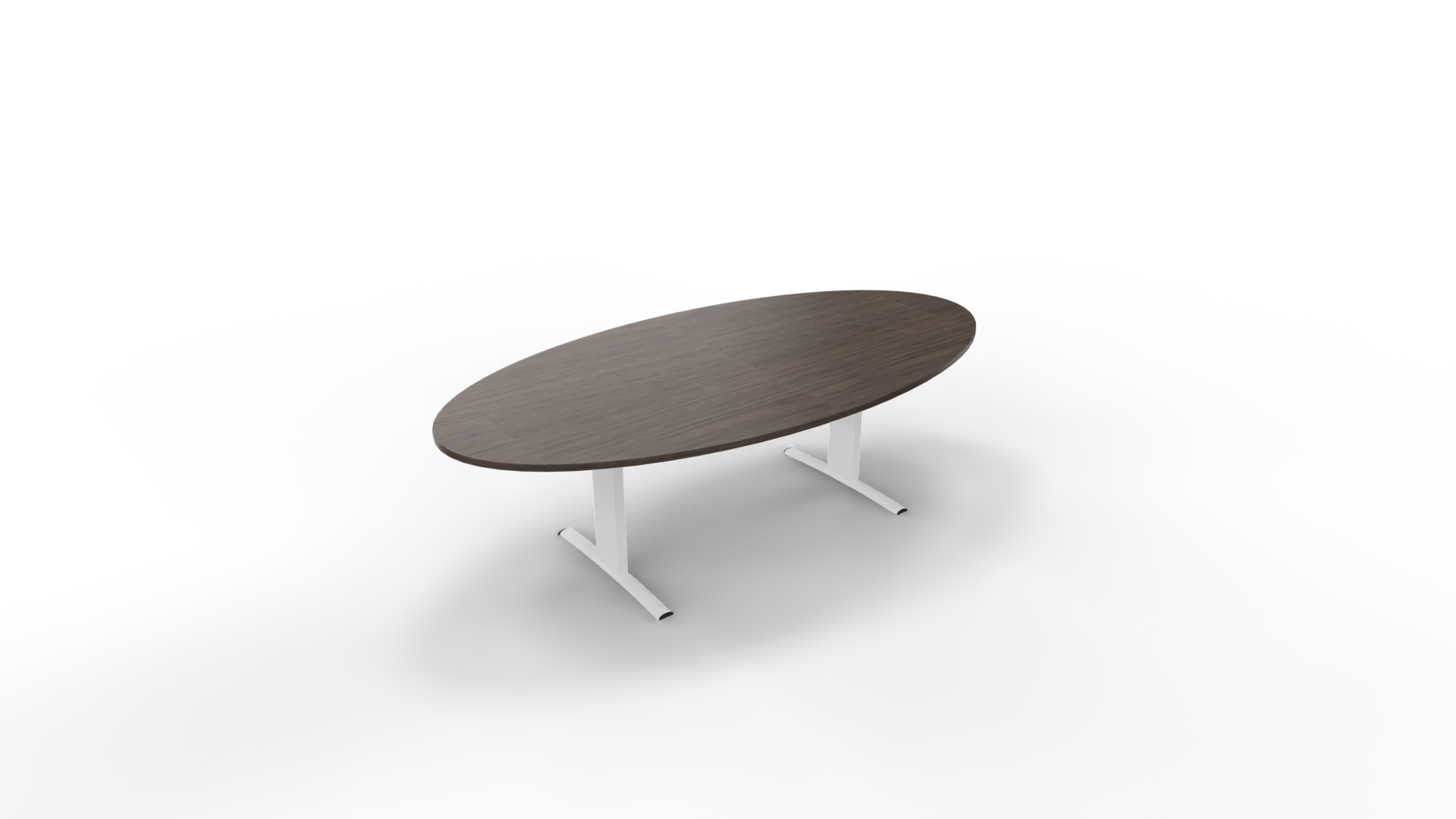 Vergadertafel 6711 ellipsvorm - 240 x 120 cm. - Wit - Eiken donker afbeelding
