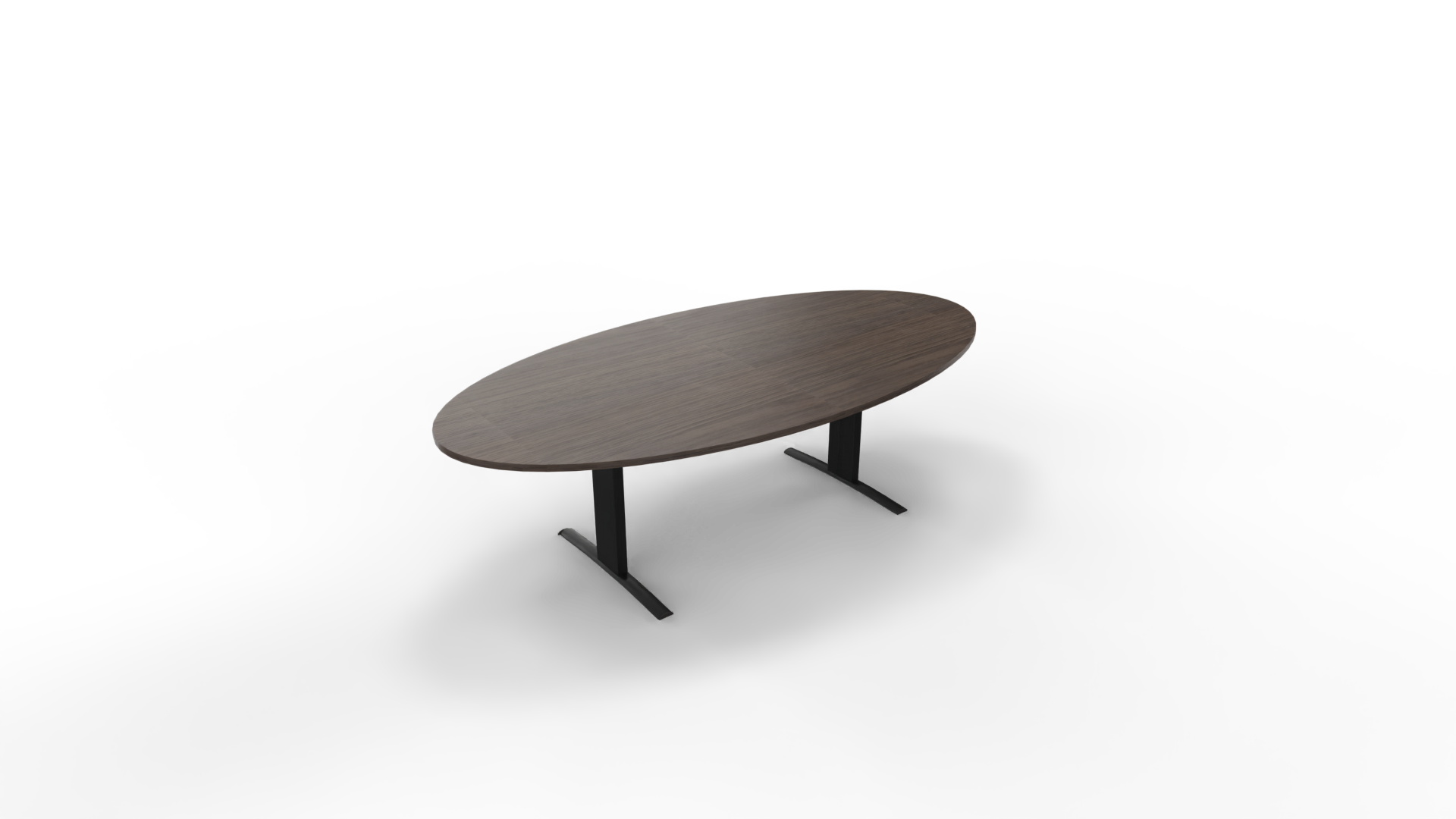 Vergadertafel 6711 ellipsvorm - 240 x 120 cm. - Zwart - Eiken donker afbeelding